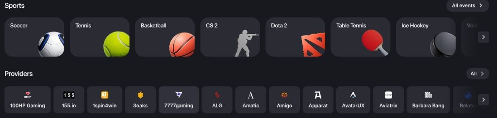 Winum sportsbook disciplines: soccer, tennis, basketball, CS2, Dota 2, table tennis and ice hockey